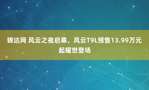 锦达网 风云之夜启幕，风云T9L预售13.99万元起耀世登场