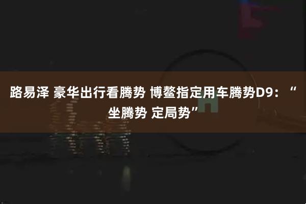 路易泽 豪华出行看腾势 博鳌指定用车腾势D9：“坐腾势 定局势”