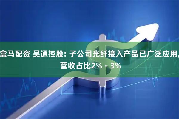 盒马配资 吴通控股: 子公司光纤接入产品已广泛应用, 营收占比2% - 3%